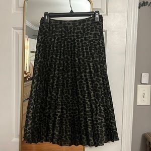 Pleated Satin Midi Skirt